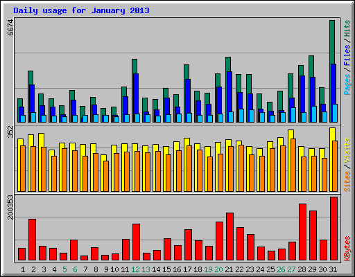 Daily usage for January 2013